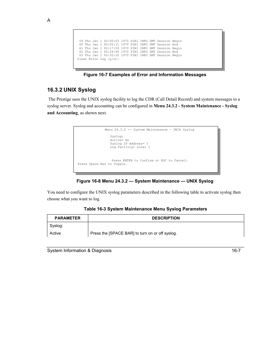 2 unix syslog | ZyXEL Communications Intelligent Broadband Sharing Gateway P-324 User Manual | Page 197 / 285
