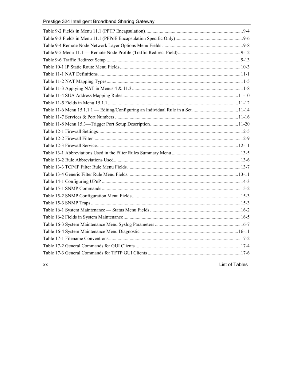 ZyXEL Communications Intelligent Broadband Sharing Gateway P-324 User Manual | Page 20 / 285