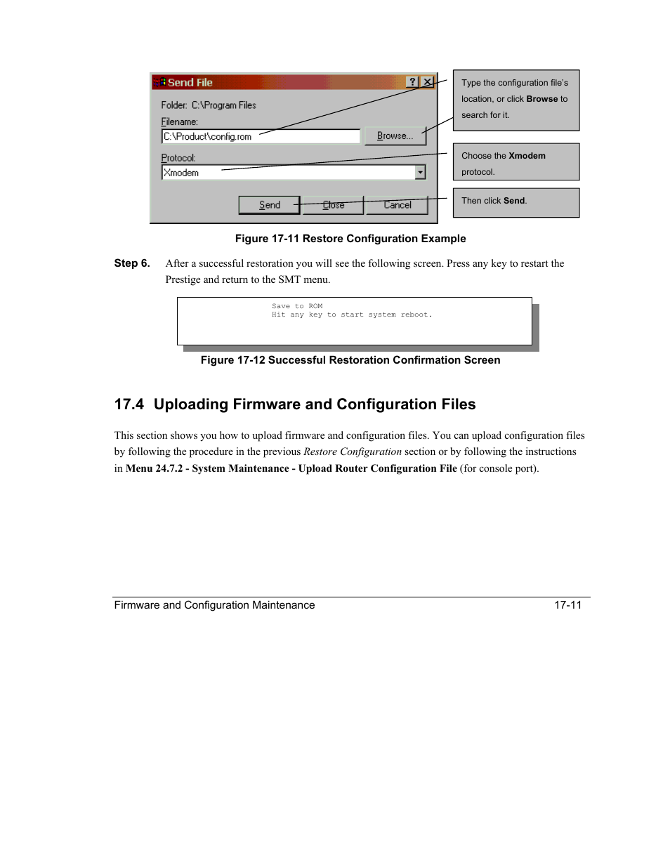 Uploading firmware and configuration files, 4 uploading firmware and configuration files | ZyXEL Communications Intelligent Broadband Sharing Gateway P-324 User Manual | Page 213 / 285