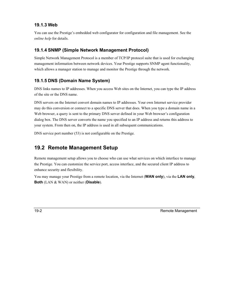 Remote management setup, 2 remote management setup | ZyXEL Communications Intelligent Broadband Sharing Gateway P-324 User Manual | Page 230 / 285