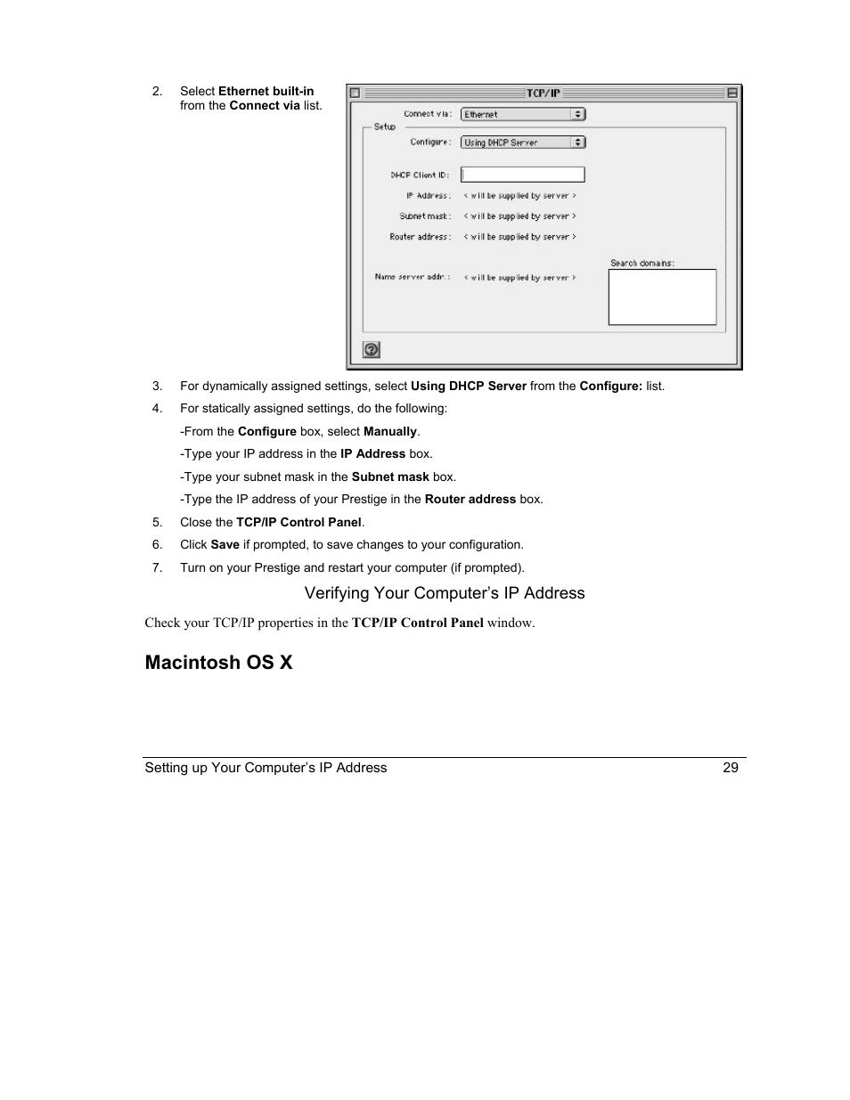 Macintosh os x | ZyXEL Communications Intelligent Broadband Sharing Gateway P-324 User Manual | Page 273 / 285