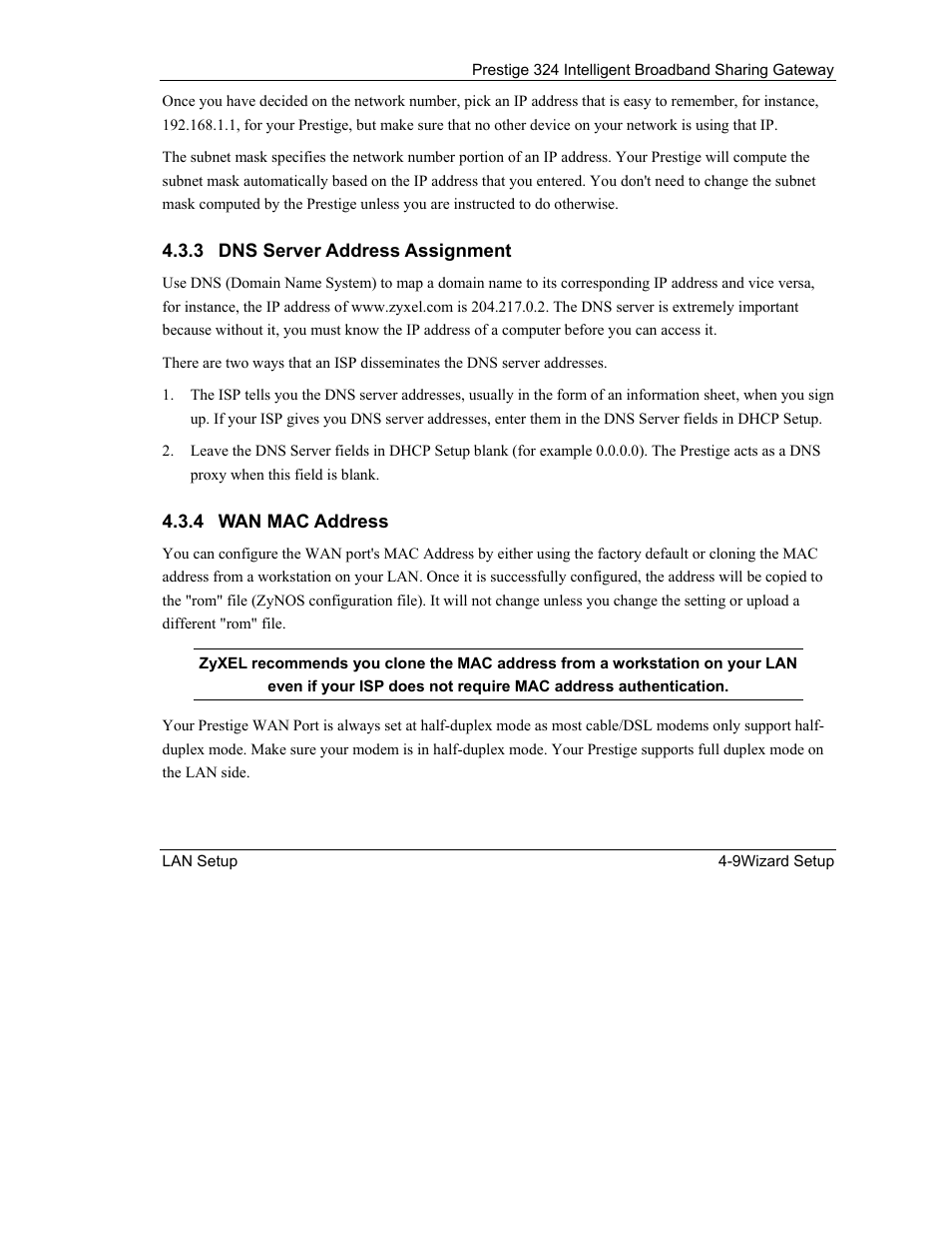 ZyXEL Communications Intelligent Broadband Sharing Gateway P-324 User Manual | Page 52 / 285