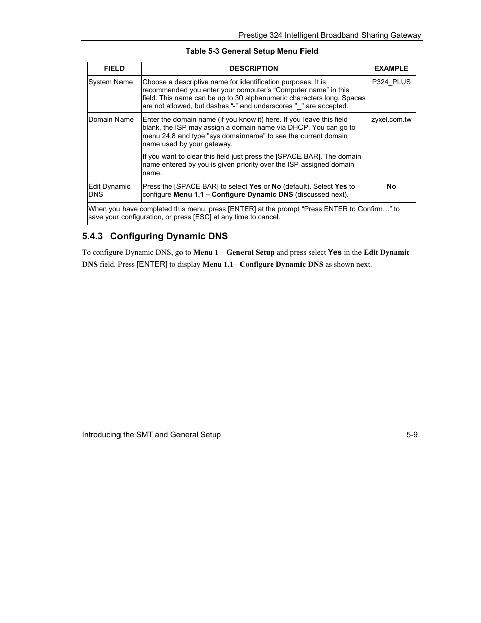 3 configuring dynamic dns | ZyXEL Communications Intelligent Broadband Sharing Gateway P-324 User Manual | Page 64 / 285