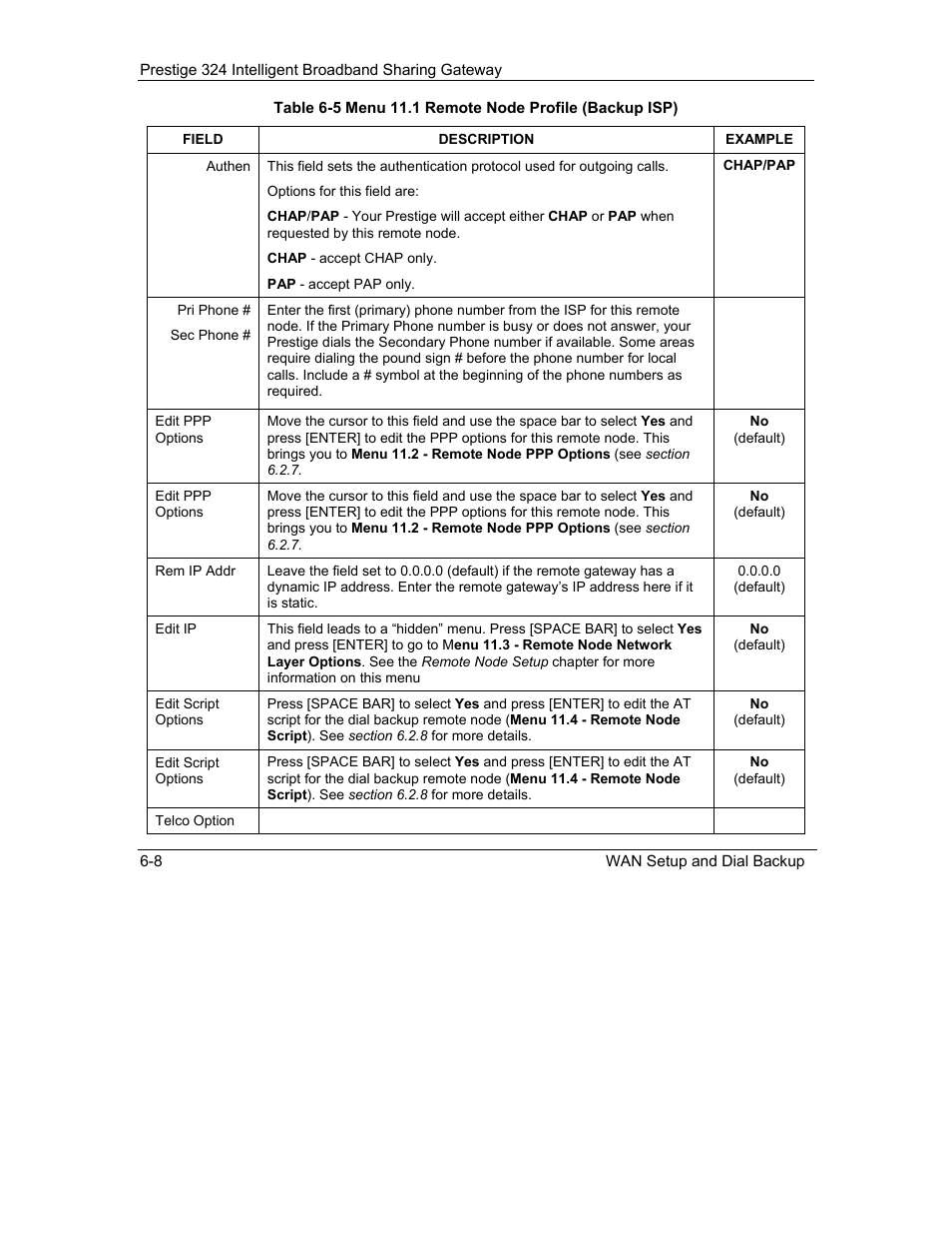 ZyXEL Communications Intelligent Broadband Sharing Gateway P-324 User Manual | Page 75 / 285