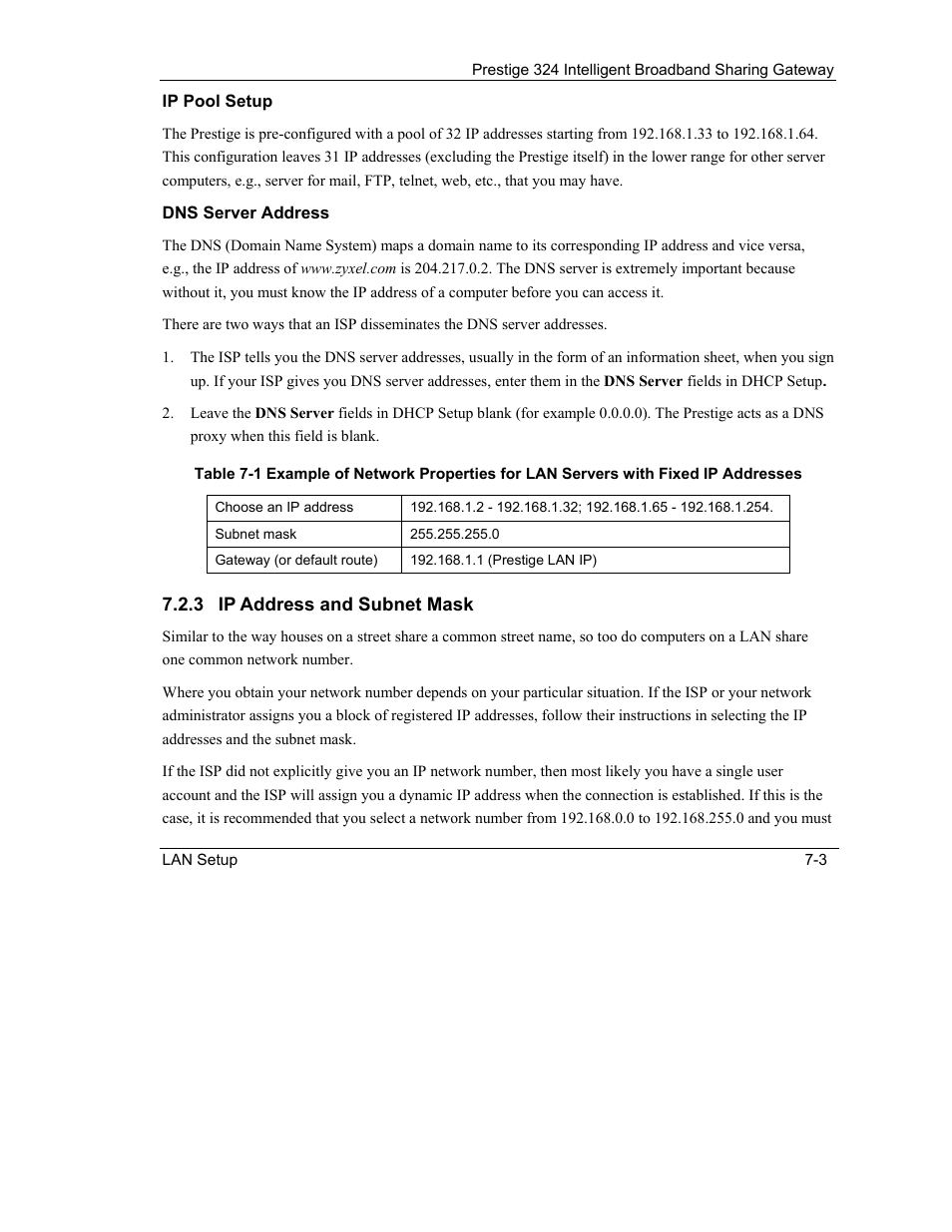 ZyXEL Communications Intelligent Broadband Sharing Gateway P-324 User Manual | Page 82 / 285