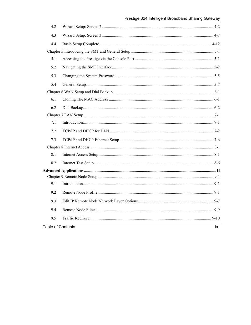 ZyXEL Communications Intelligent Broadband Sharing Gateway P-324 User Manual | Page 9 / 285