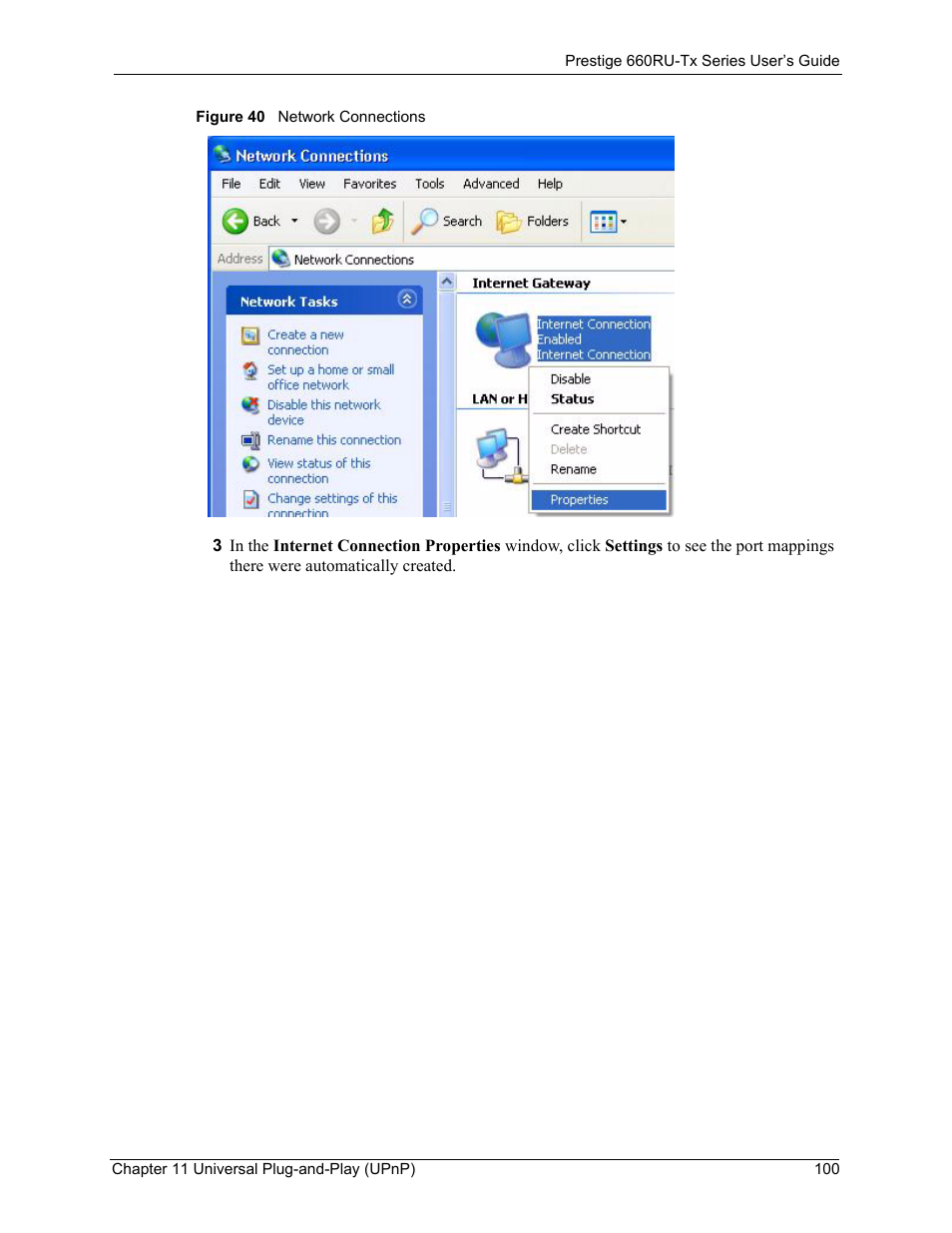 Figure 40 network connections | ZyXEL Communications ADSL2+ Ethernet/USB Gateway 660RU-Tx Series User Manual | Page 101 / 286