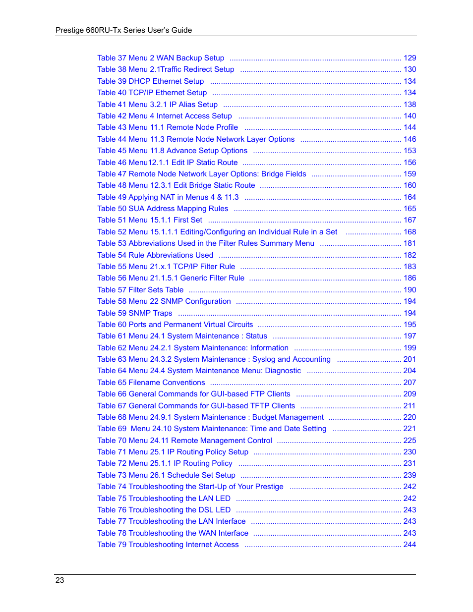 ZyXEL Communications ADSL2+ Ethernet/USB Gateway 660RU-Tx Series User Manual | Page 24 / 286