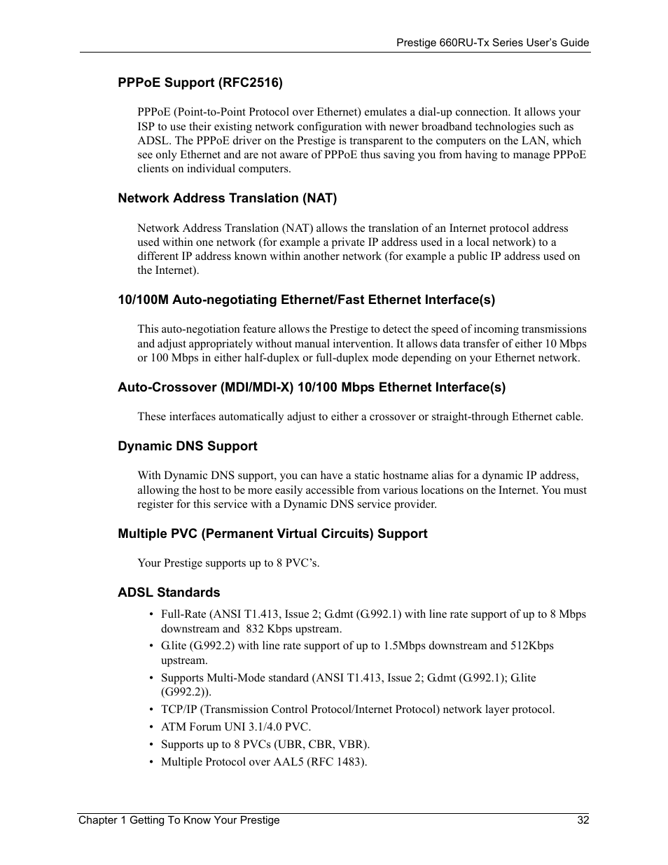 ZyXEL Communications ADSL2+ Ethernet/USB Gateway 660RU-Tx Series User Manual | Page 33 / 286