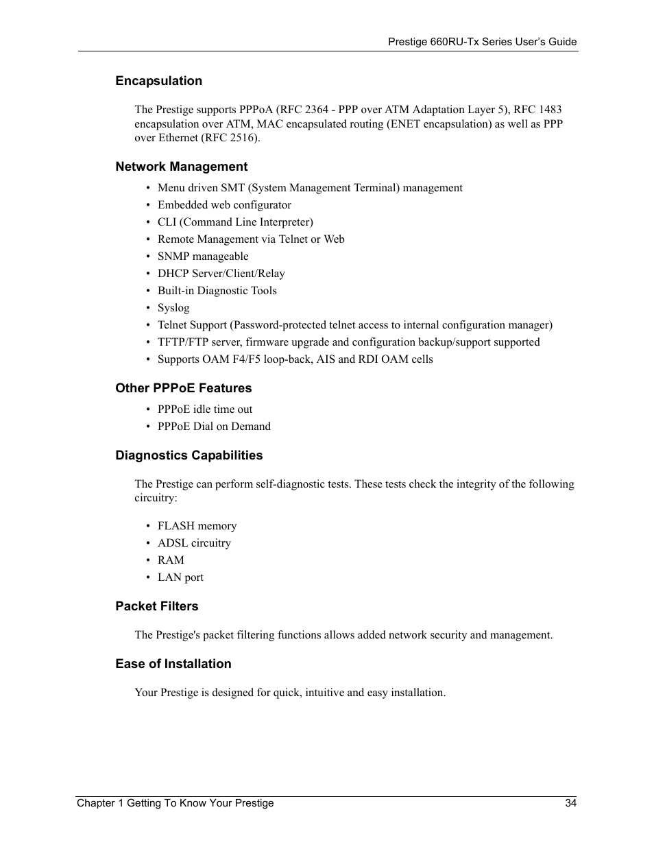 ZyXEL Communications ADSL2+ Ethernet/USB Gateway 660RU-Tx Series User Manual | Page 35 / 286