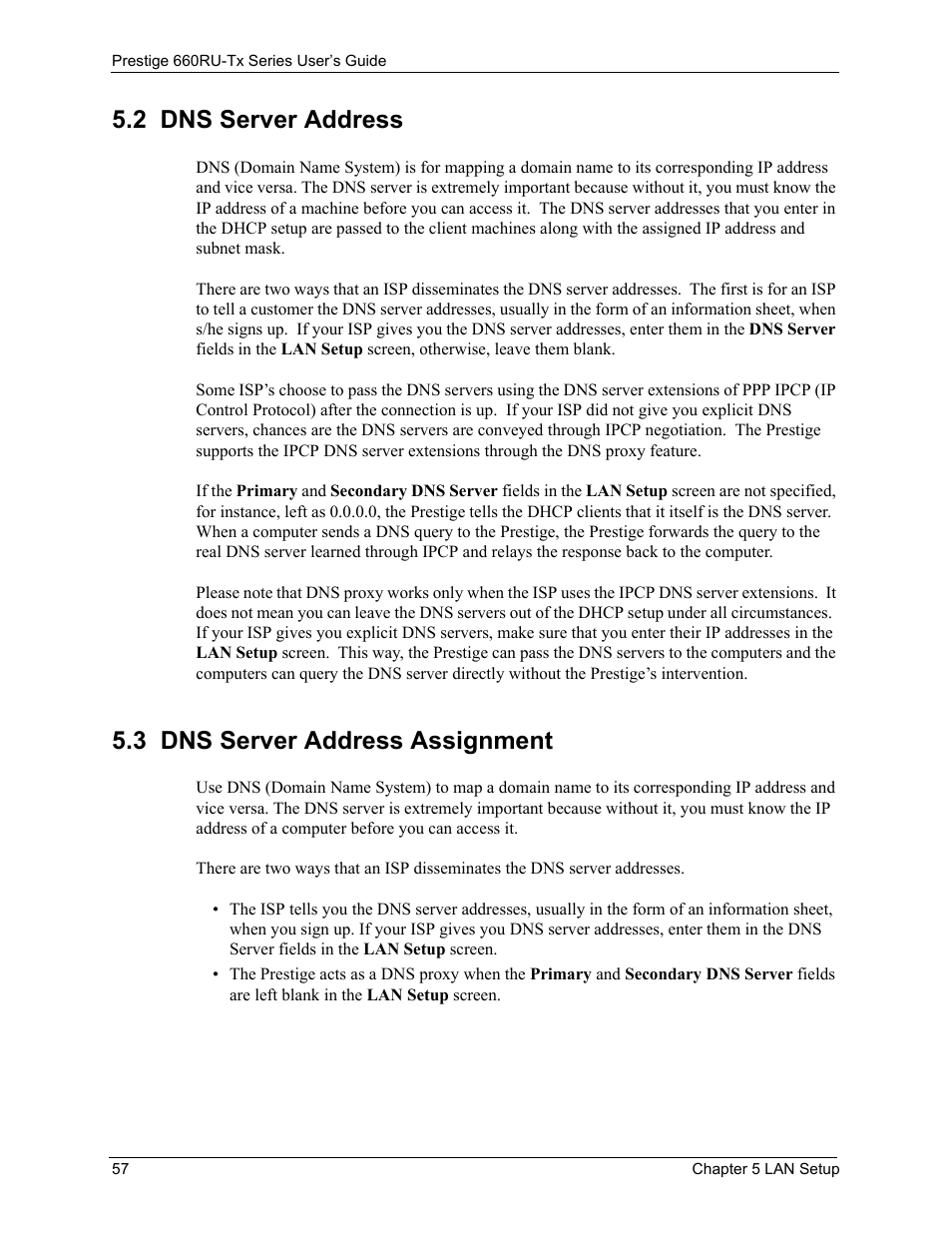 2 dns server address, 3 dns server address assignment | ZyXEL Communications ADSL2+ Ethernet/USB Gateway 660RU-Tx Series User Manual | Page 58 / 286