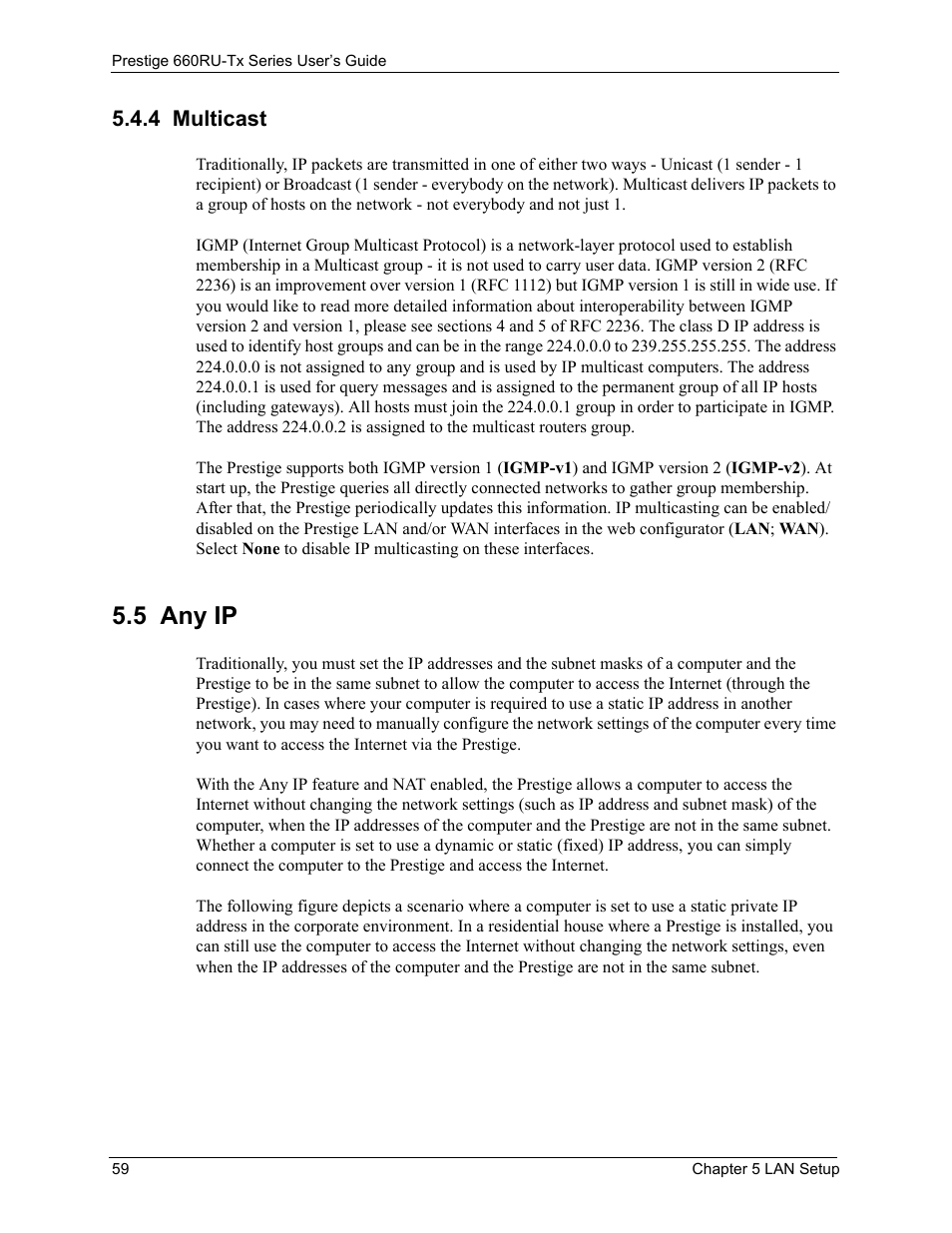 4 multicast, 5 any ip | ZyXEL Communications ADSL2+ Ethernet/USB Gateway 660RU-Tx Series User Manual | Page 60 / 286