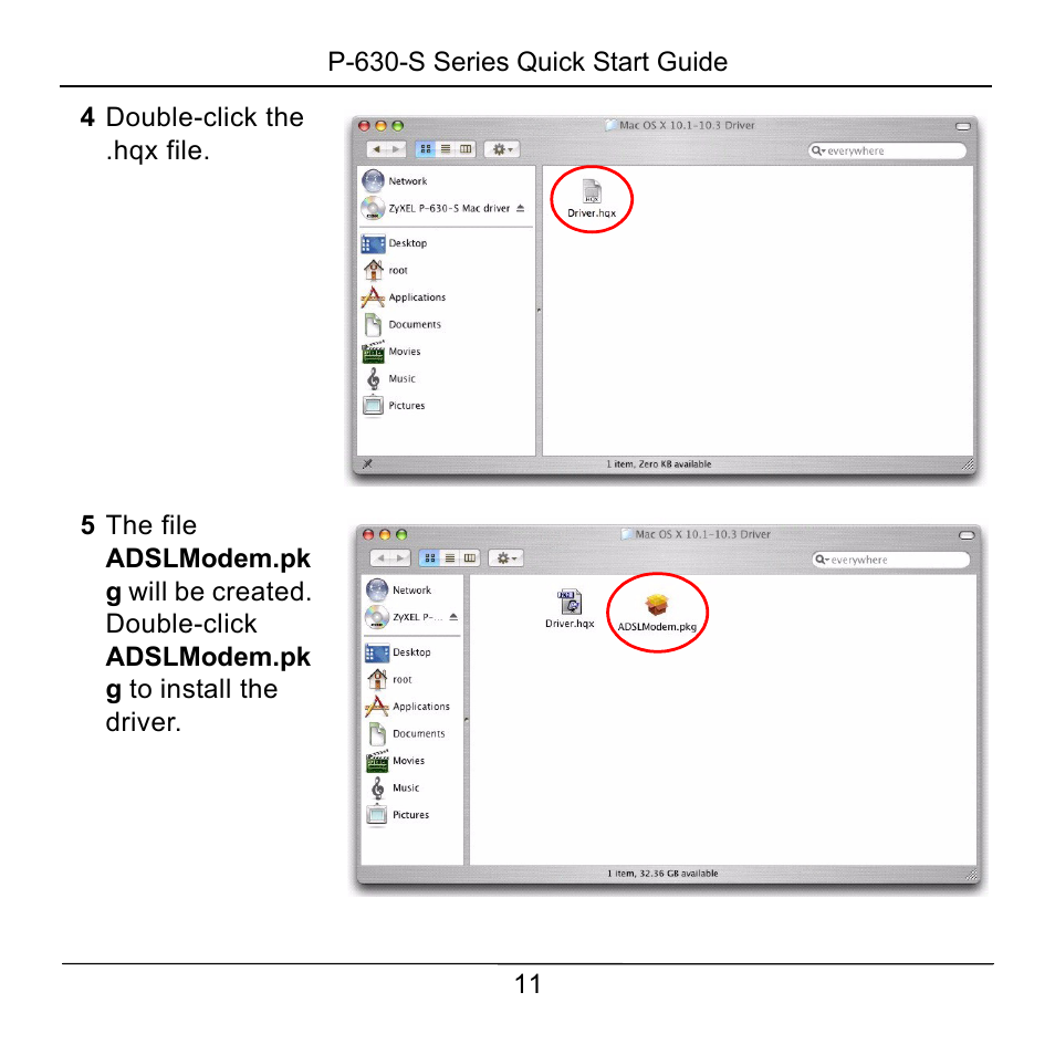 4 double-click the .hqx file | ZyXEL Communications P-630-S User Manual | Page 11 / 32