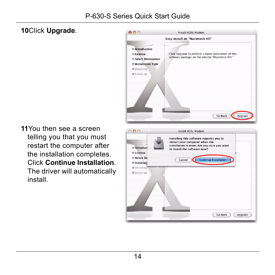 10 click upgrade | ZyXEL Communications P-630-S User Manual | Page 14 / 32