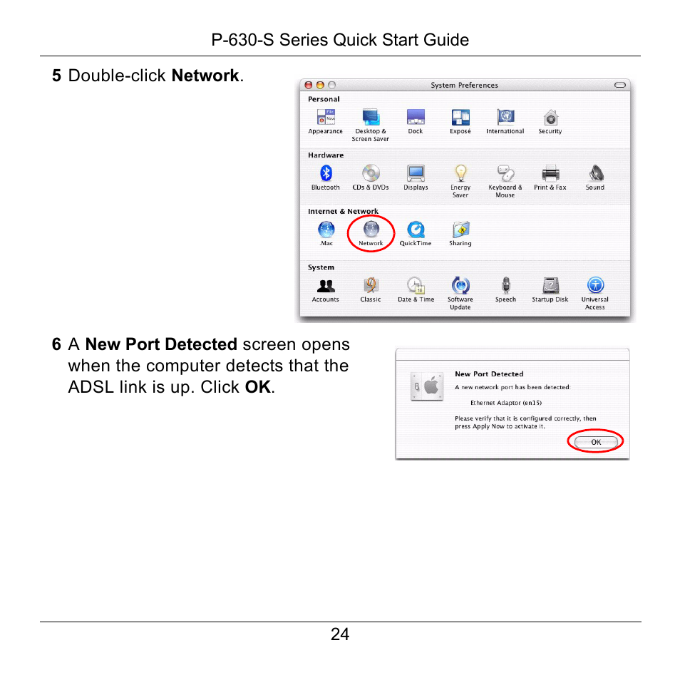 5 double-click network | ZyXEL Communications P-630-S User Manual | Page 24 / 32