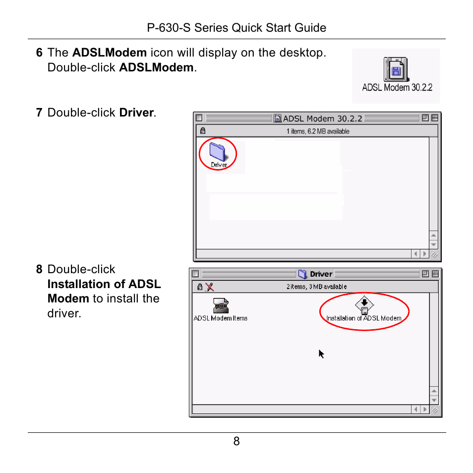 7 double-click driver | ZyXEL Communications P-630-S User Manual | Page 8 / 32