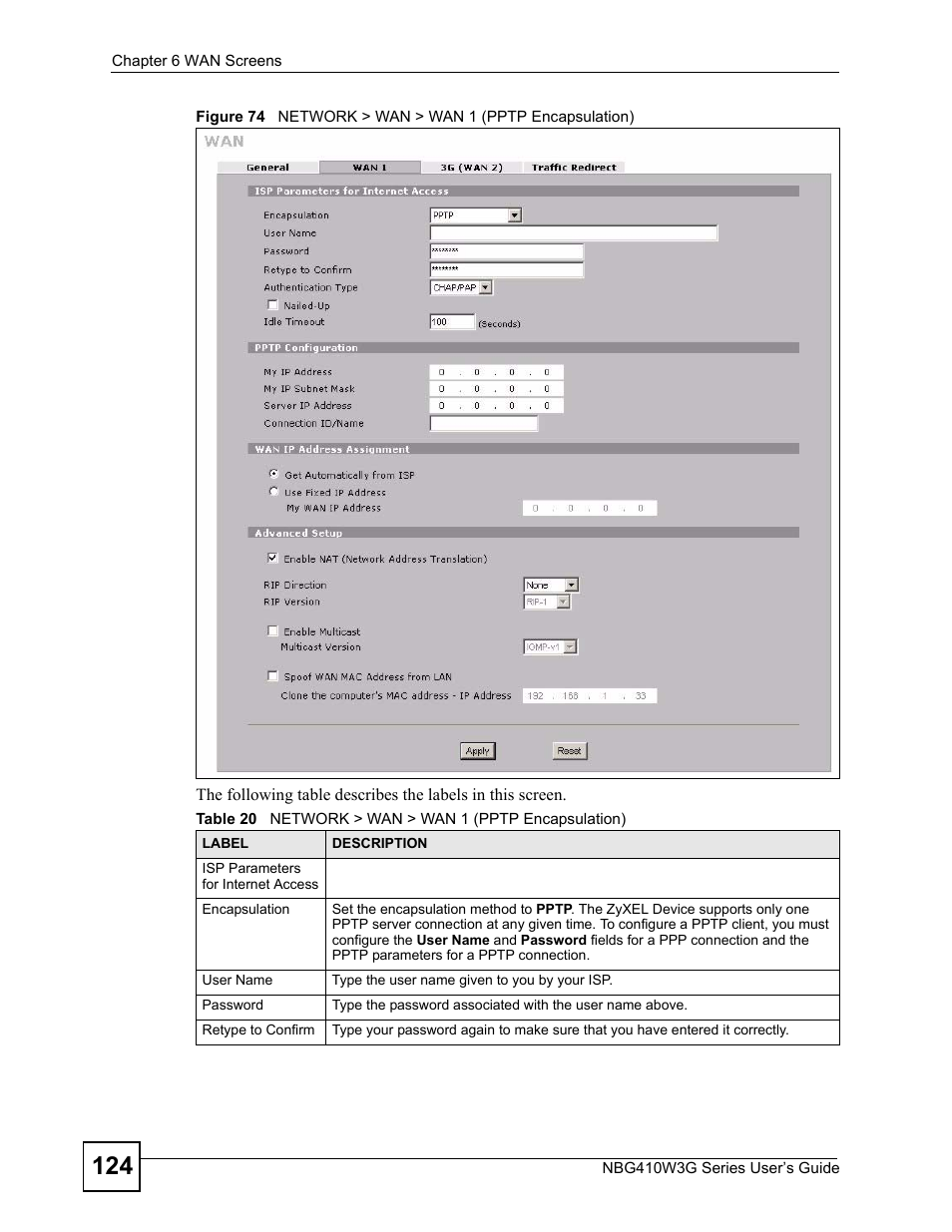 ZyXEL Communications NBG410W3G User Manual | Page 124 / 430