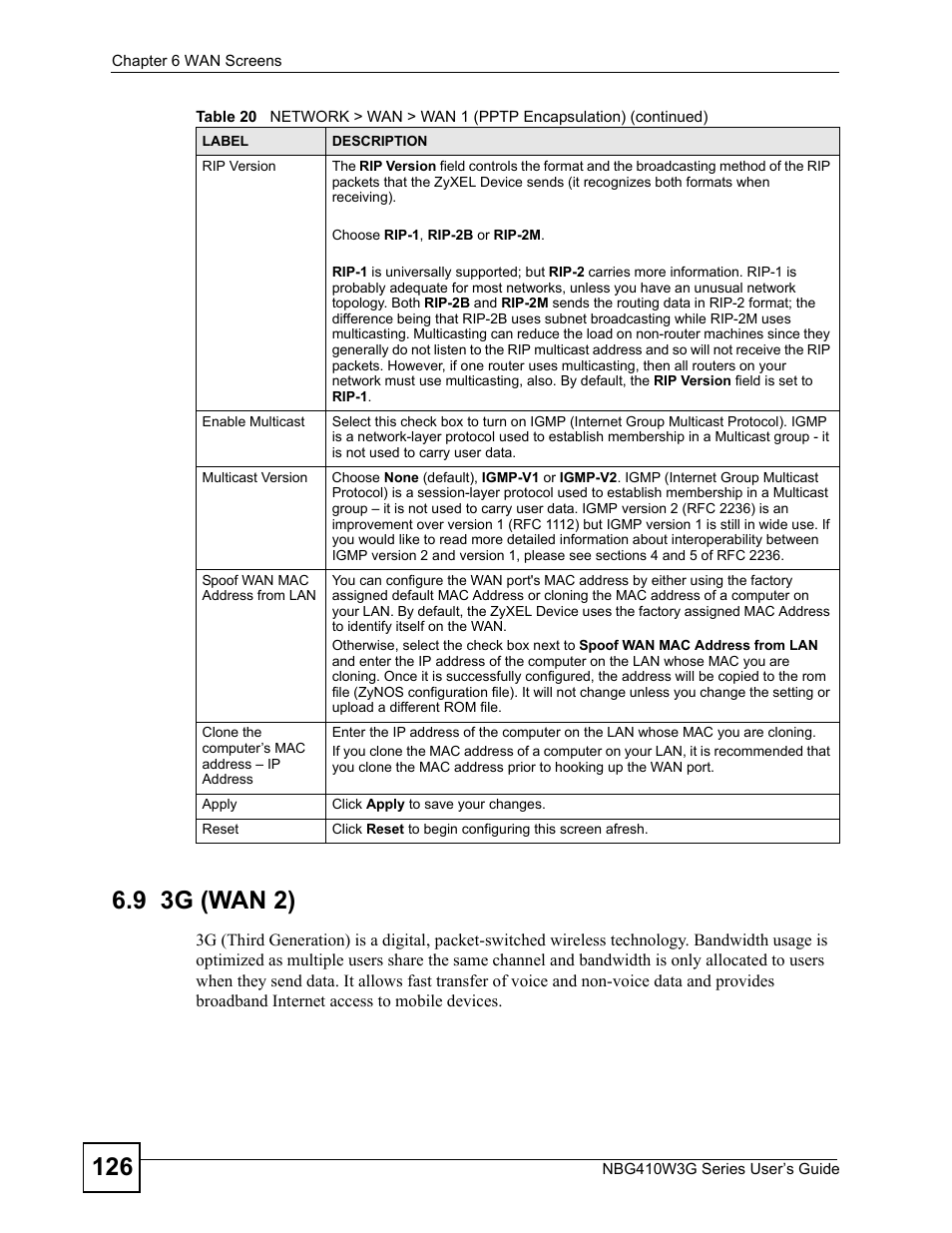 9 3g (wan 2) | ZyXEL Communications NBG410W3G User Manual | Page 126 / 430