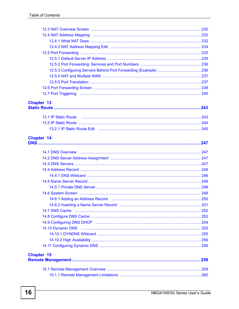ZyXEL Communications NBG410W3G User Manual | Page 16 / 430