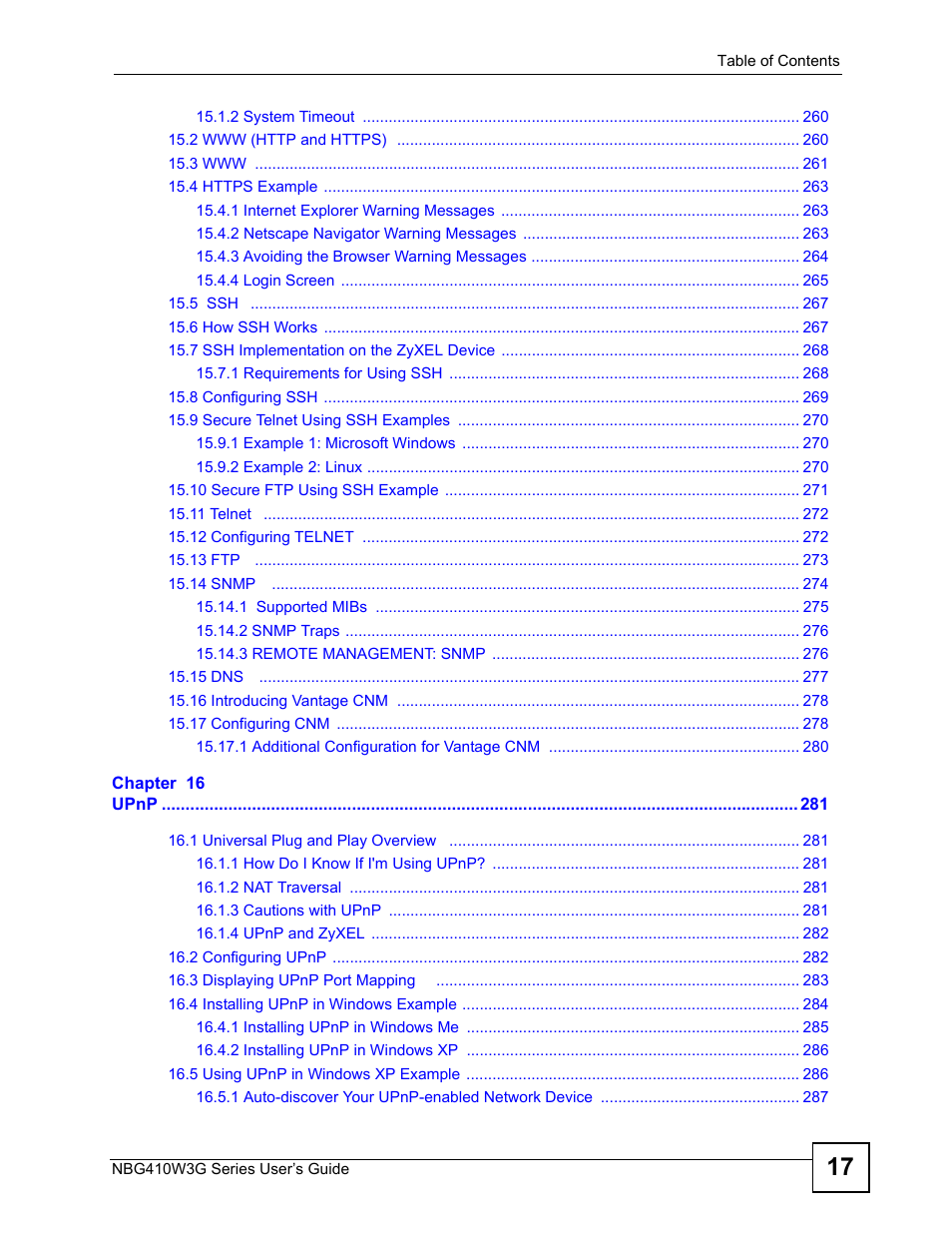 ZyXEL Communications NBG410W3G User Manual | Page 17 / 430