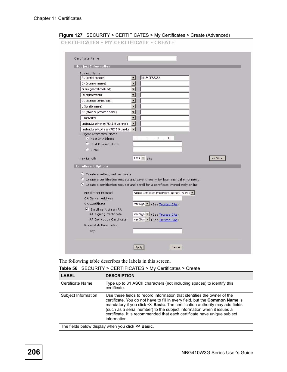 ZyXEL Communications NBG410W3G User Manual | Page 206 / 430