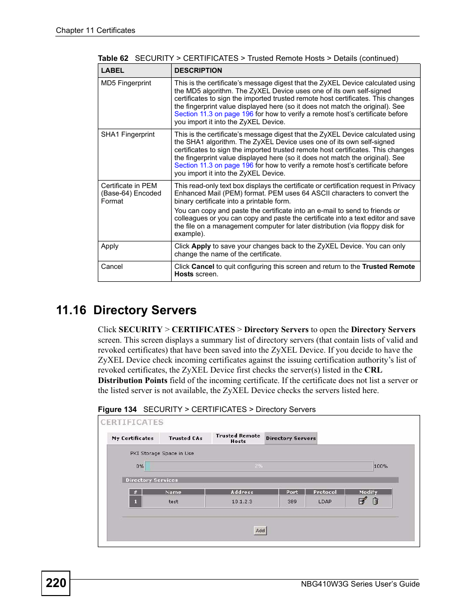 16 directory servers | ZyXEL Communications NBG410W3G User Manual | Page 220 / 430