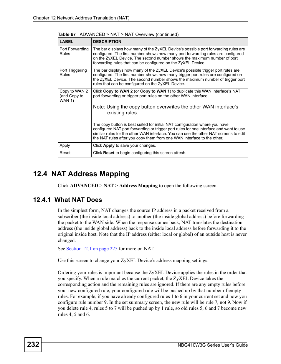 4 nat address mapping, 1 what nat does | ZyXEL Communications NBG410W3G User Manual | Page 232 / 430