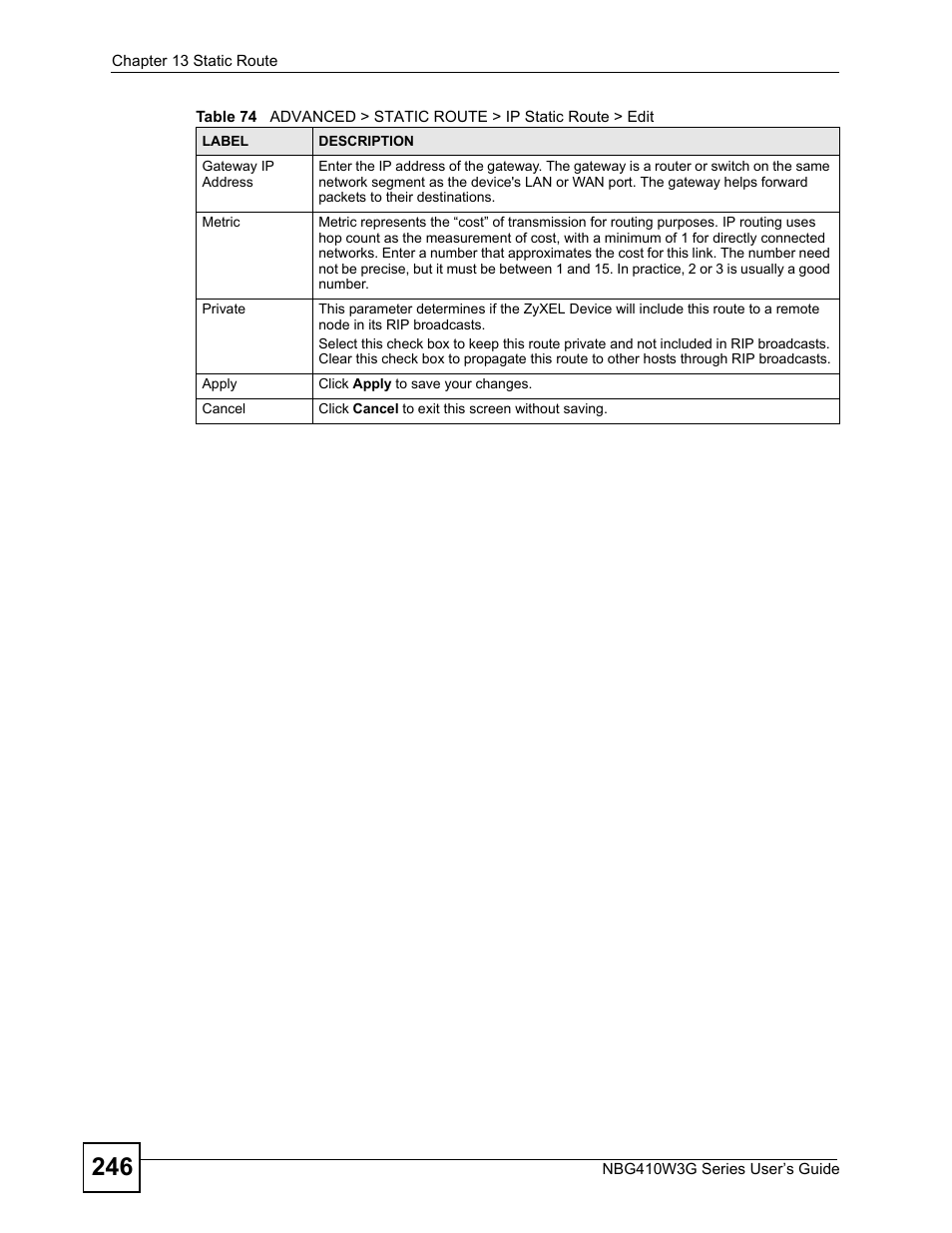 ZyXEL Communications NBG410W3G User Manual | Page 246 / 430