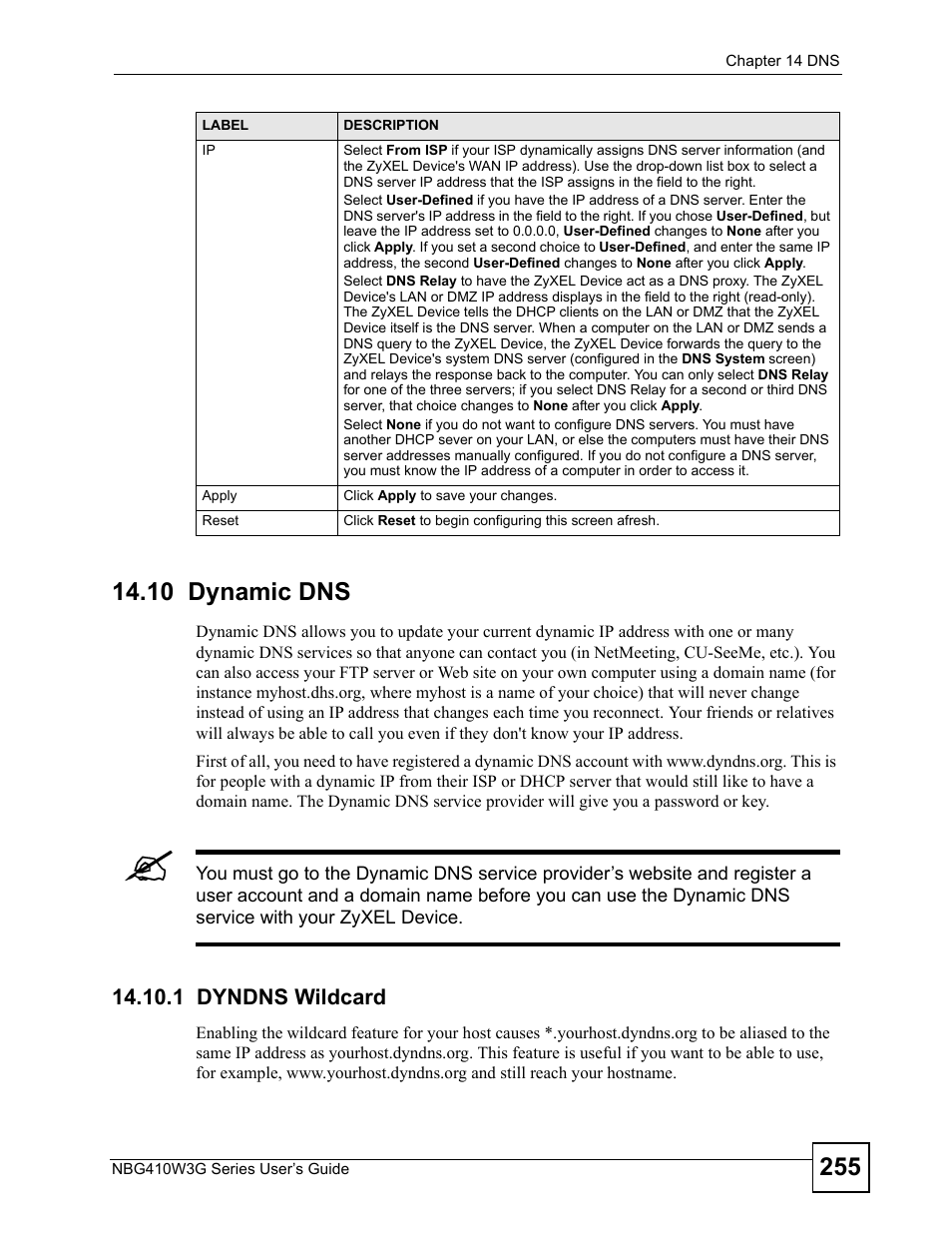 10 dynamic dns, 1 dyndns wildcard | ZyXEL Communications NBG410W3G User Manual | Page 255 / 430