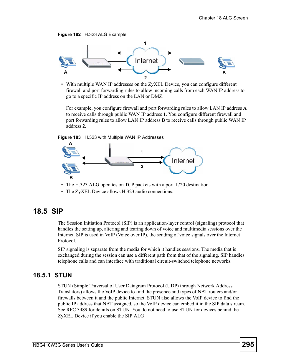 5 sip, 1 stun | ZyXEL Communications NBG410W3G User Manual | Page 295 / 430