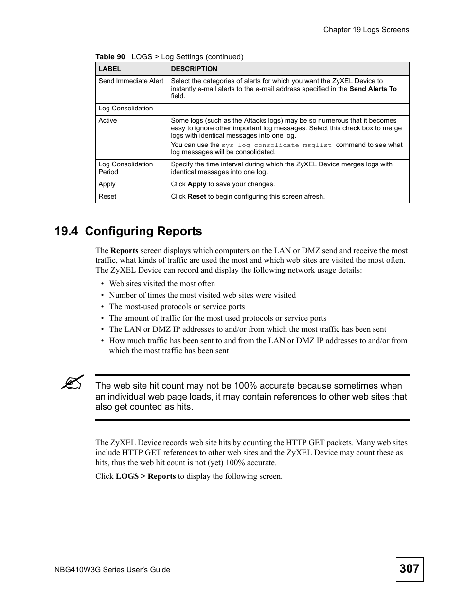 4 configuring reports | ZyXEL Communications NBG410W3G User Manual | Page 307 / 430