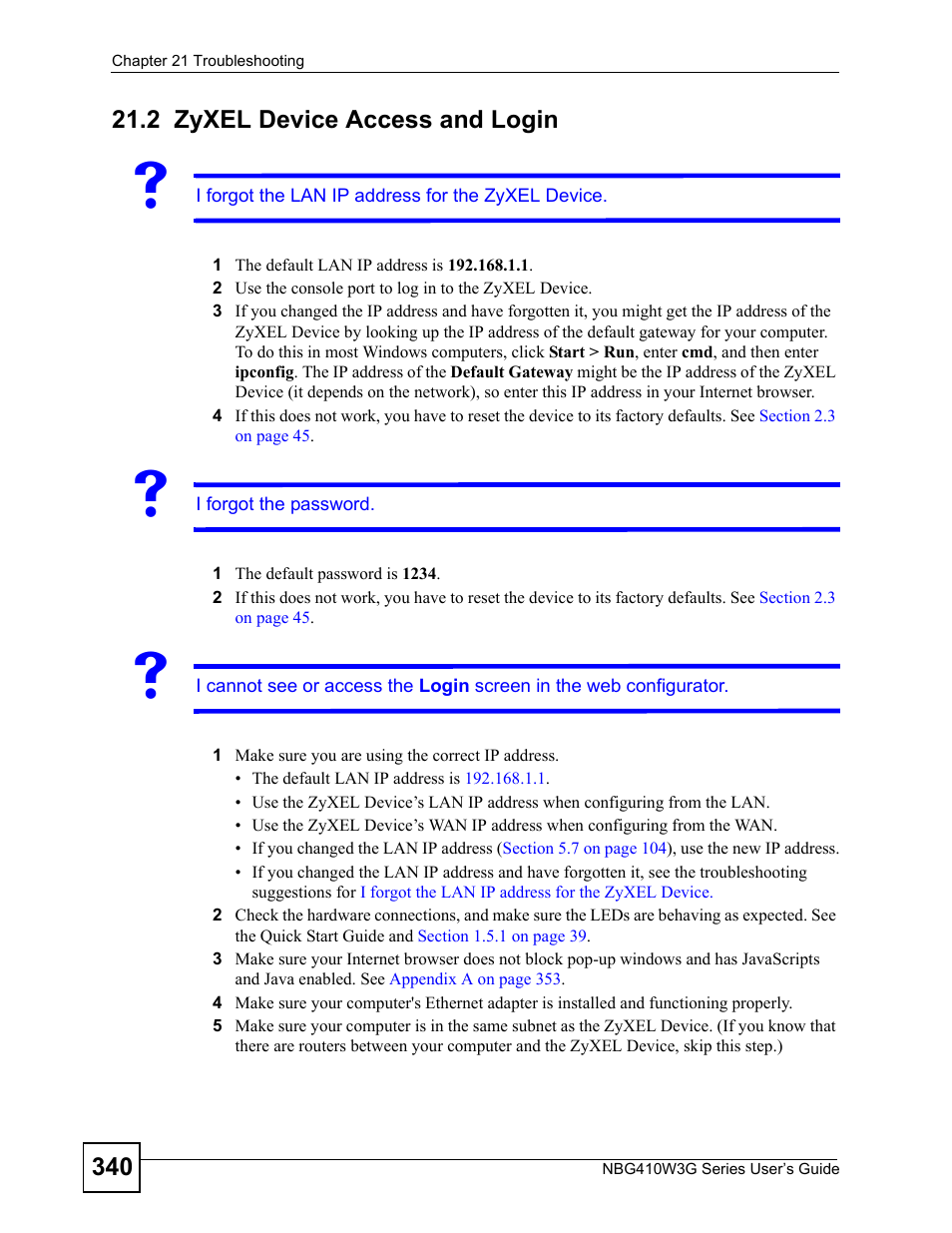 2 zyxel device access and login, Zyxel device access and login | ZyXEL Communications NBG410W3G User Manual | Page 340 / 430
