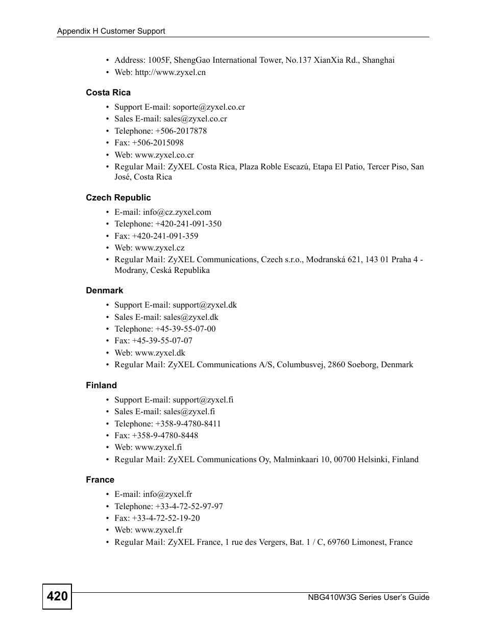 ZyXEL Communications NBG410W3G User Manual | Page 420 / 430