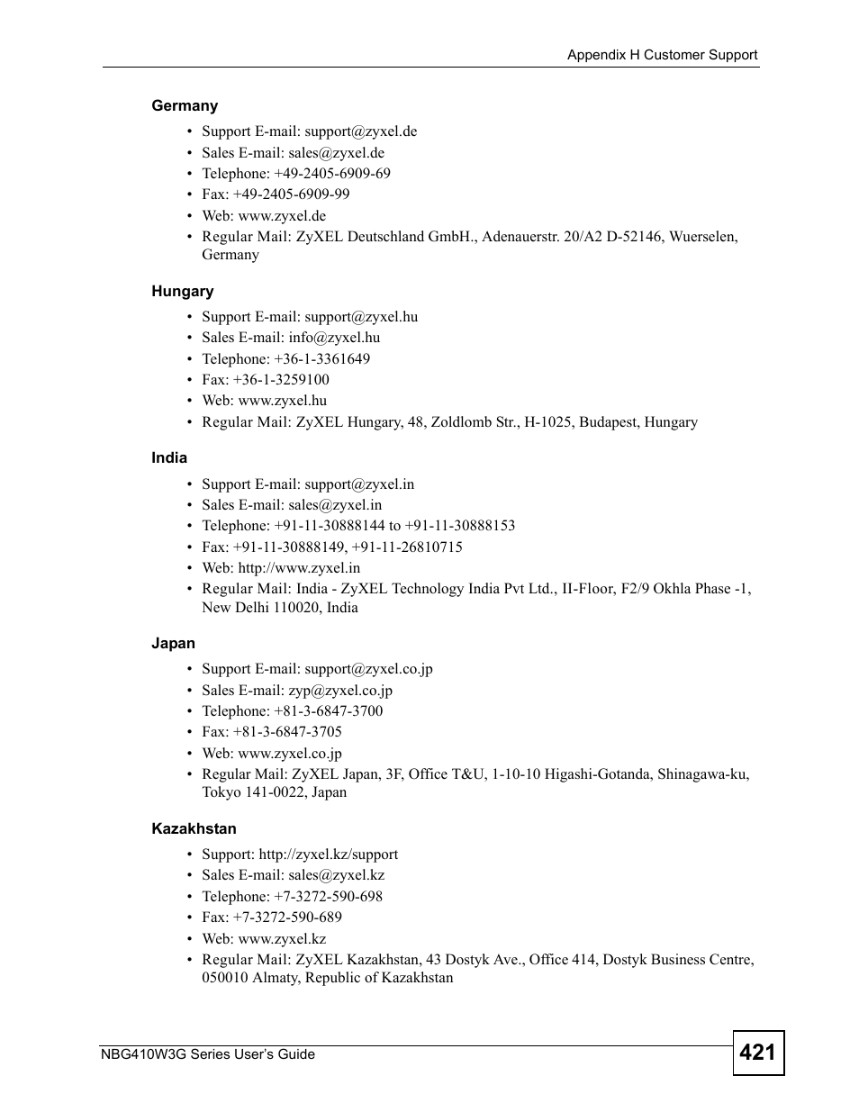 ZyXEL Communications NBG410W3G User Manual | Page 421 / 430