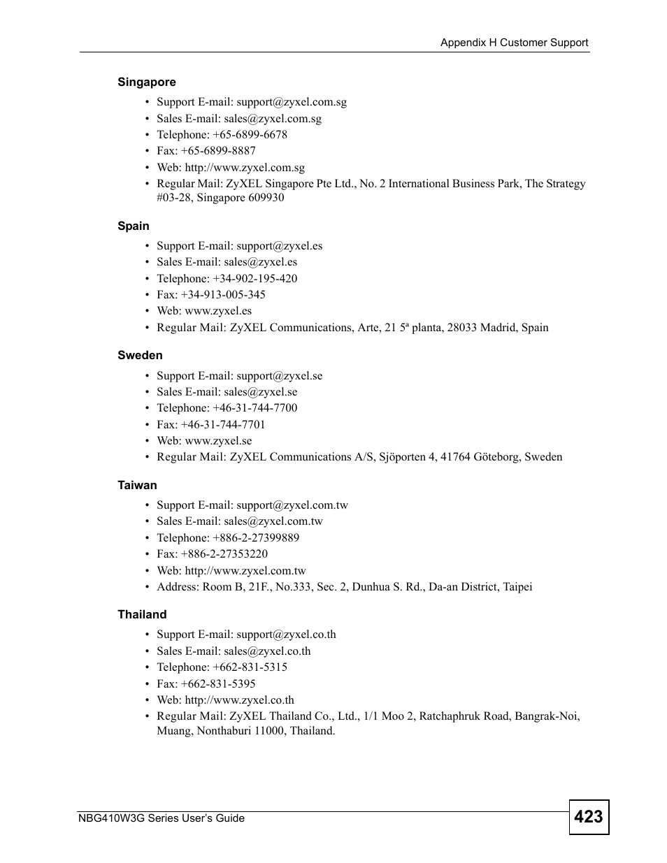 ZyXEL Communications NBG410W3G User Manual | Page 423 / 430