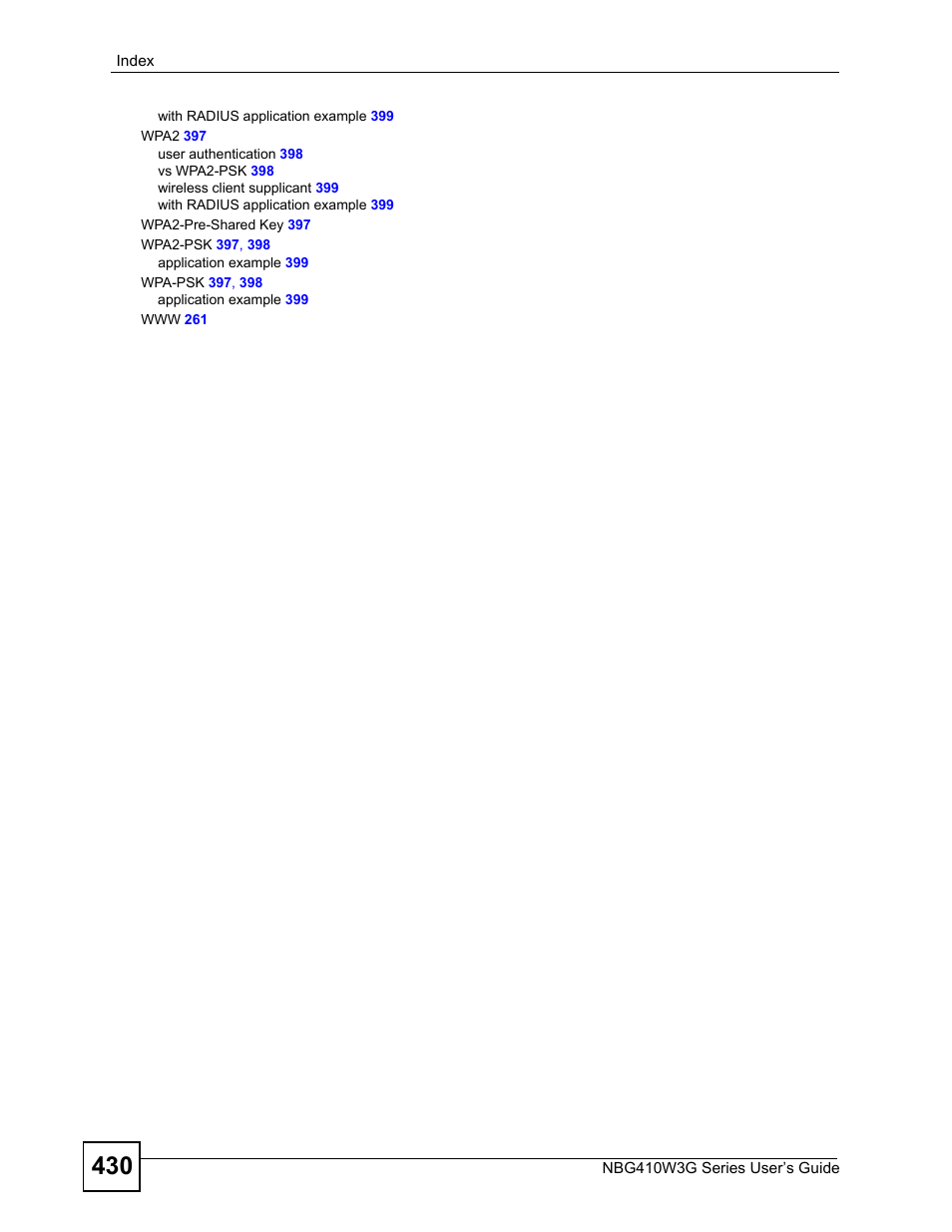 ZyXEL Communications NBG410W3G User Manual | Page 430 / 430