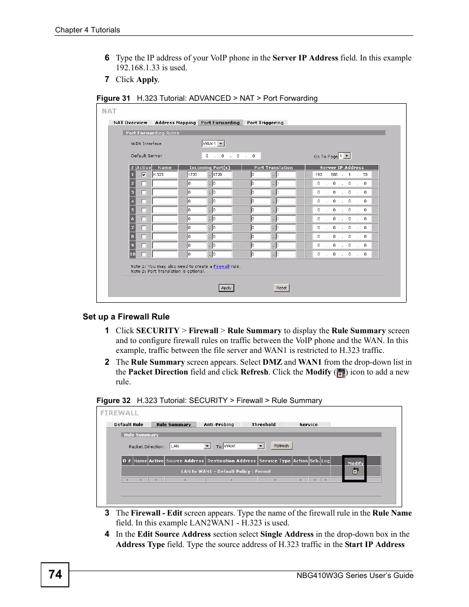 ZyXEL Communications NBG410W3G User Manual | Page 74 / 430