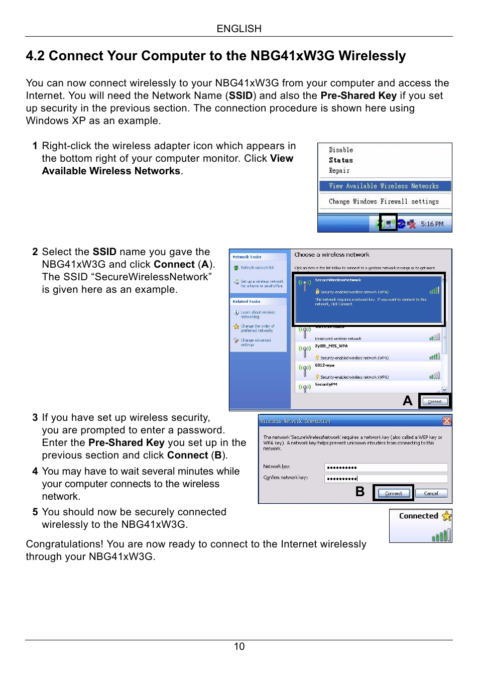 ZyXEL Communications 3G Wireless Router NBG410W3G User Manual | Page 10 / 88