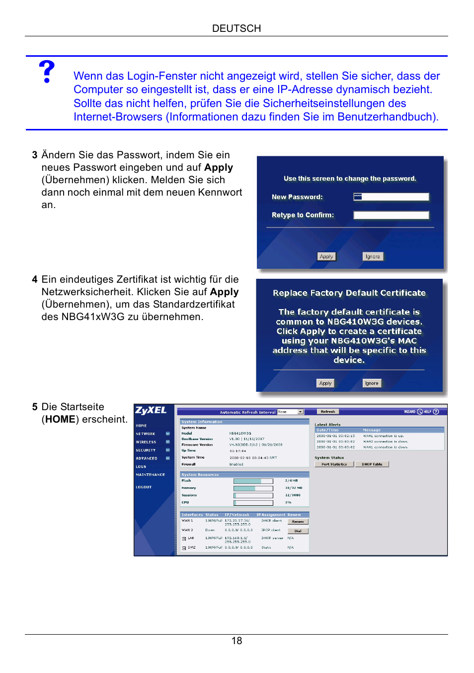 ZyXEL Communications 3G Wireless Router NBG410W3G User Manual | Page 18 / 88