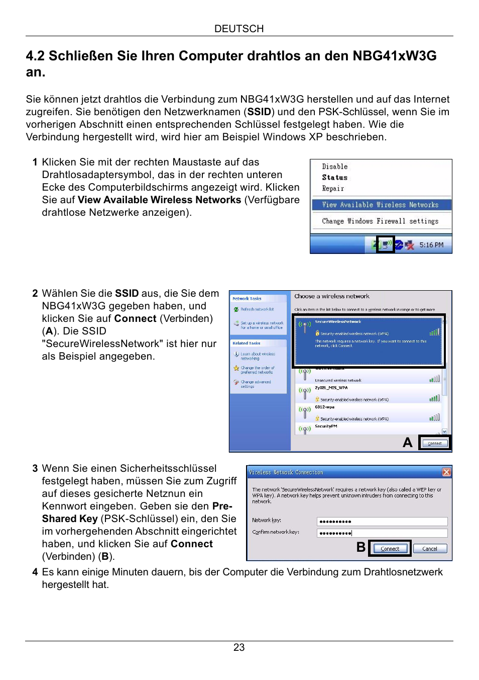 ZyXEL Communications 3G Wireless Router NBG410W3G User Manual | Page 23 / 88