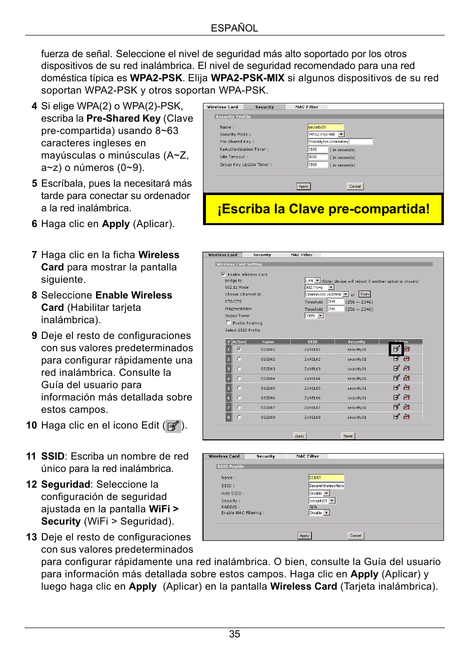 Escriba la clave pre-compartida | ZyXEL Communications 3G Wireless Router NBG410W3G User Manual | Page 35 / 88