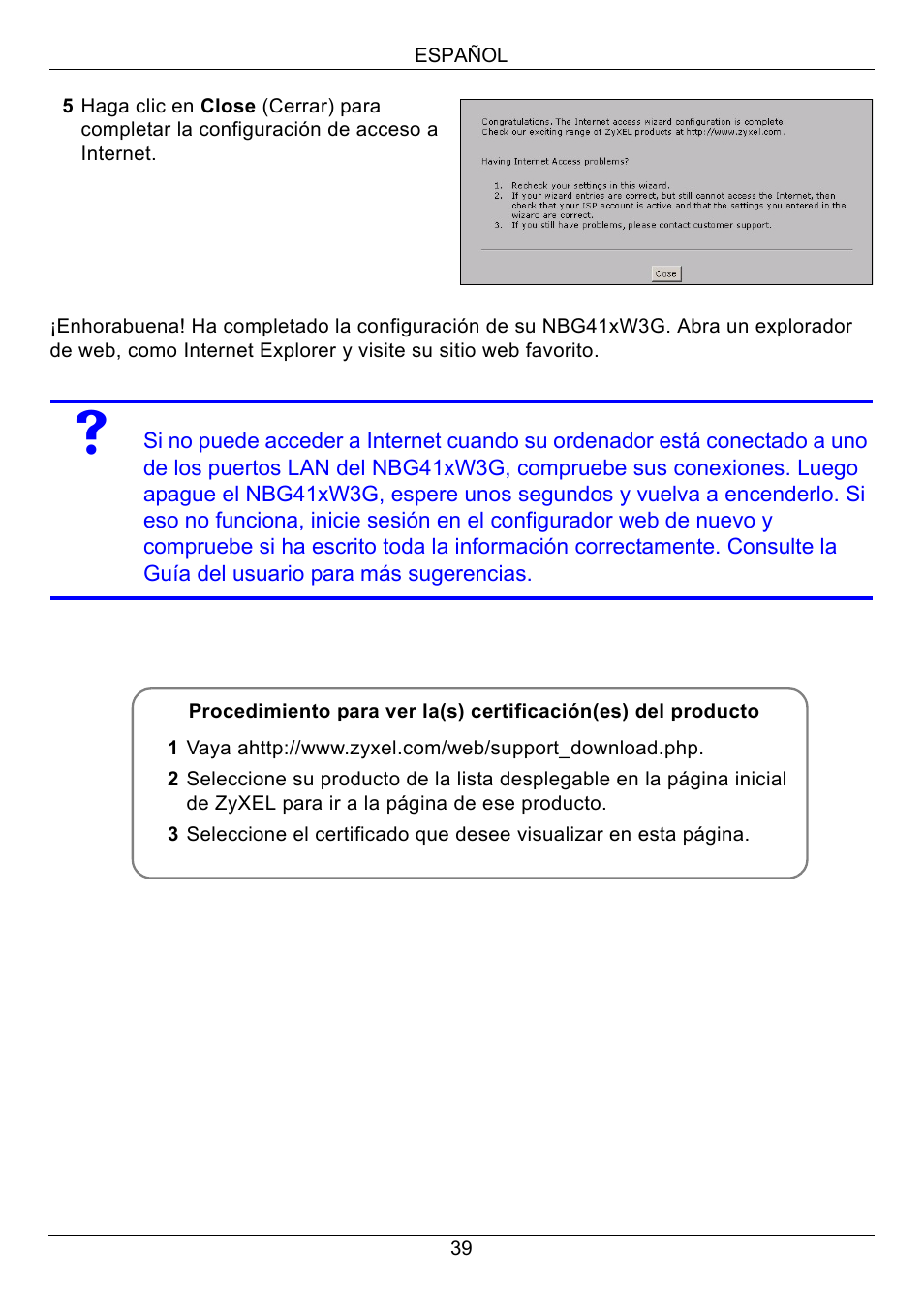 ZyXEL Communications 3G Wireless Router NBG410W3G User Manual | Page 39 / 88