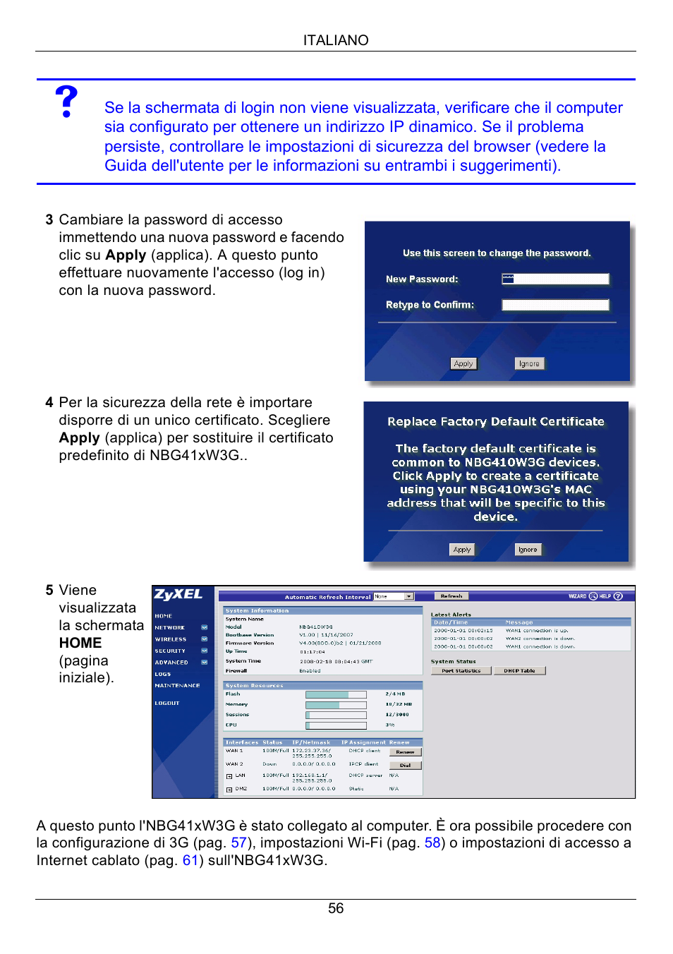 ZyXEL Communications 3G Wireless Router NBG410W3G User Manual | Page 56 / 88