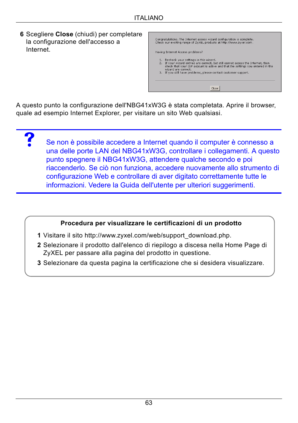 ZyXEL Communications 3G Wireless Router NBG410W3G User Manual | Page 63 / 88