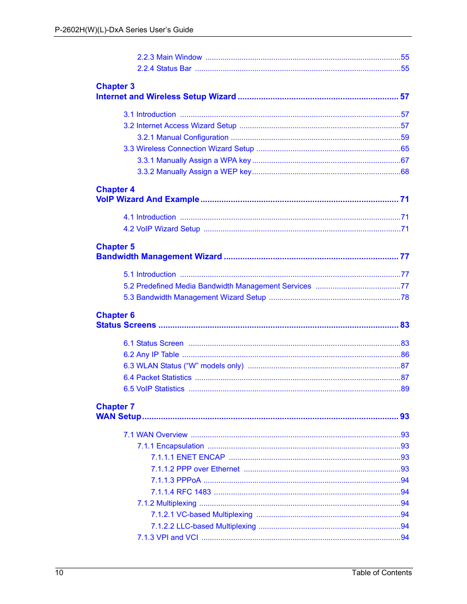 ZyXEL Communications P-2602HW(L) Series User Manual | Page 10 / 427