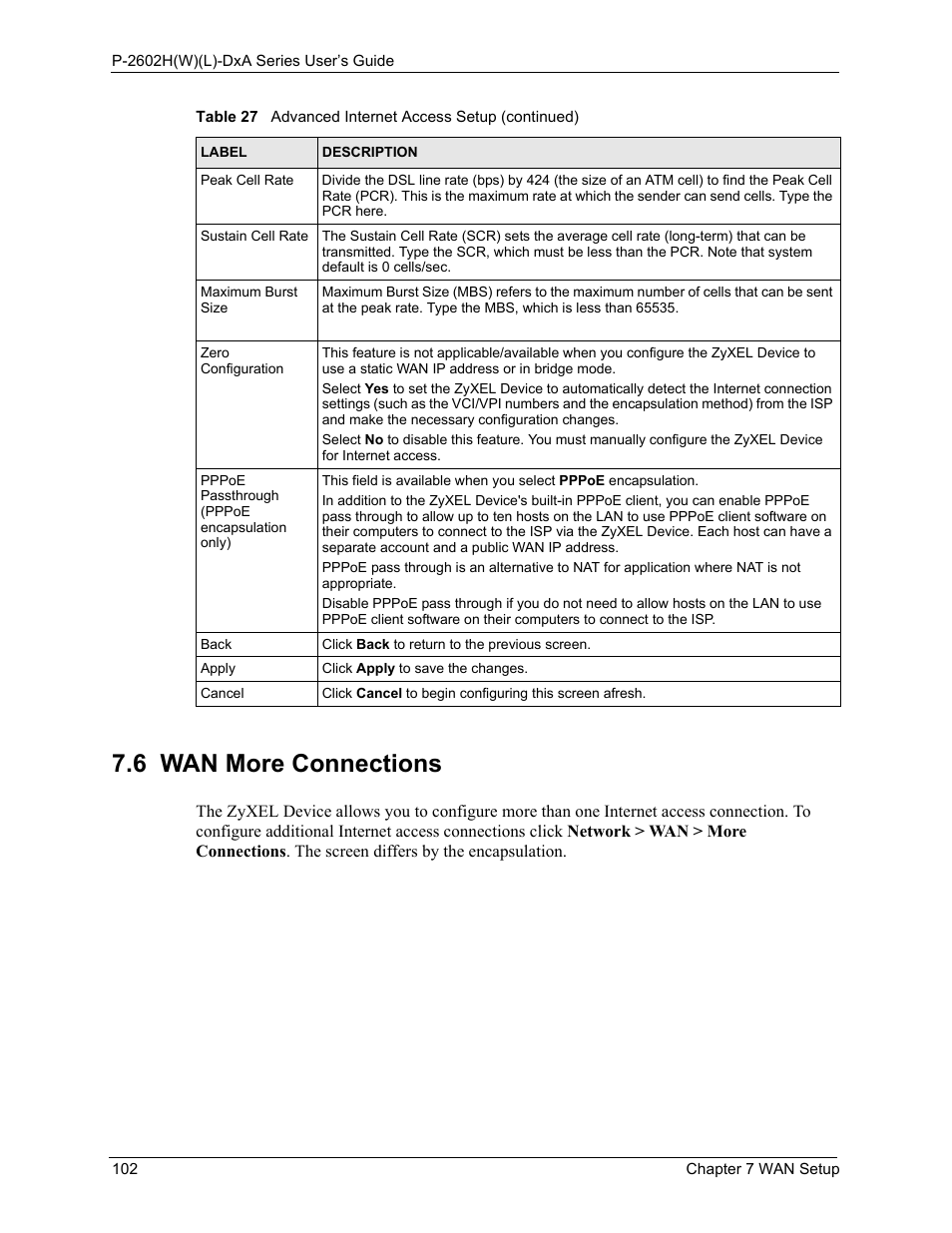 6 wan more connections | ZyXEL Communications P-2602HW(L) Series User Manual | Page 102 / 427