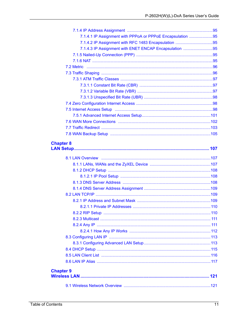 ZyXEL Communications P-2602HW(L) Series User Manual | Page 11 / 427