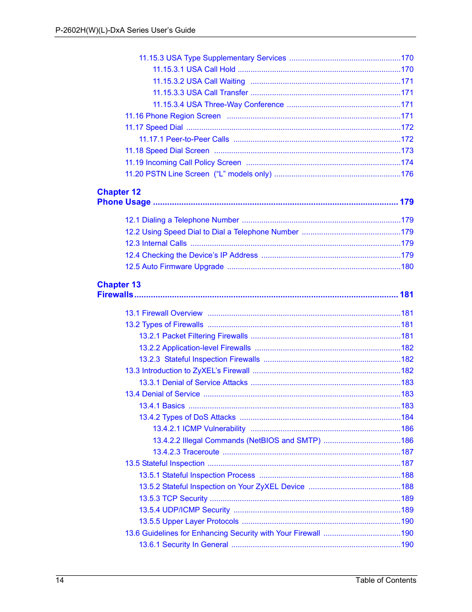 ZyXEL Communications P-2602HW(L) Series User Manual | Page 14 / 427