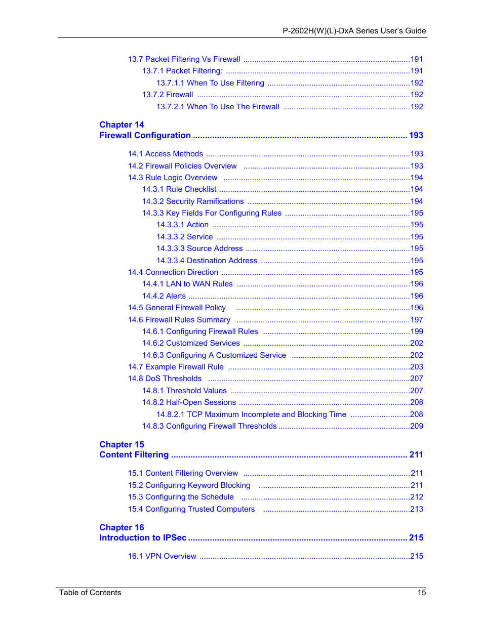 ZyXEL Communications P-2602HW(L) Series User Manual | Page 15 / 427