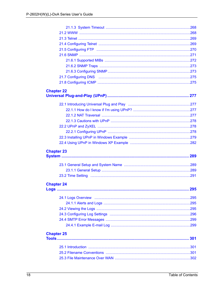 ZyXEL Communications P-2602HW(L) Series User Manual | Page 18 / 427